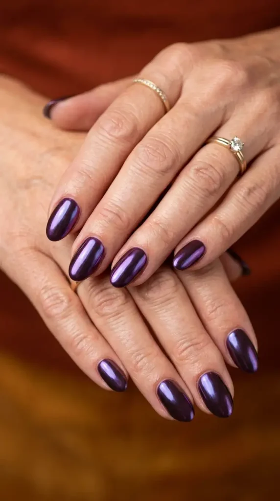 Plum Chrome Oval Nails