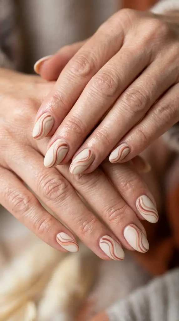 Pumpkin Spice Swirl Oval Nails