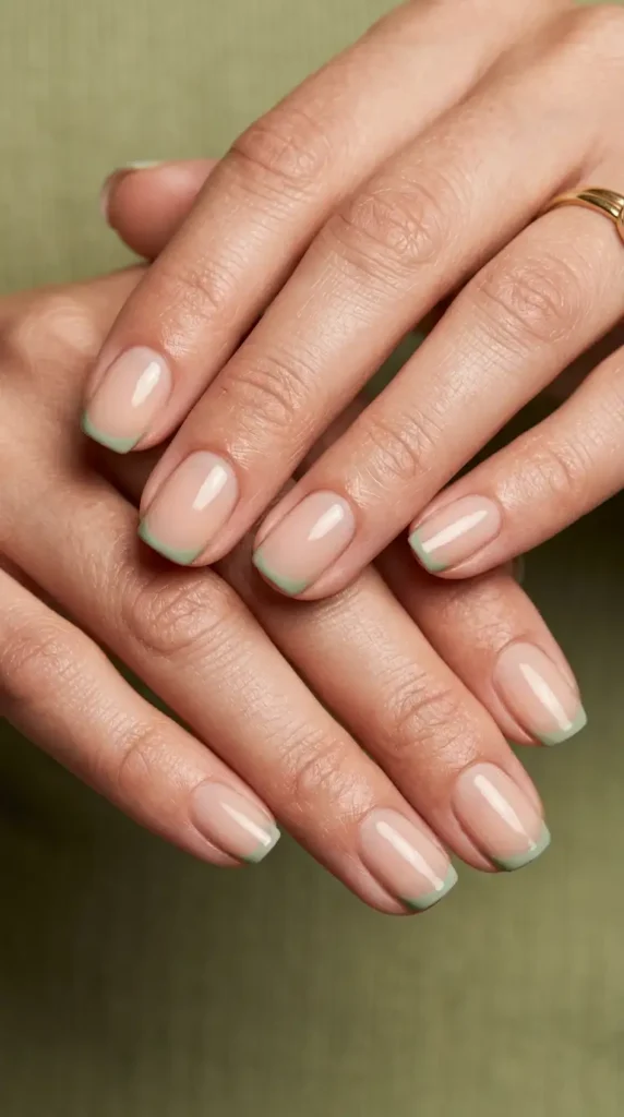 Sage Green Micro-French Tips