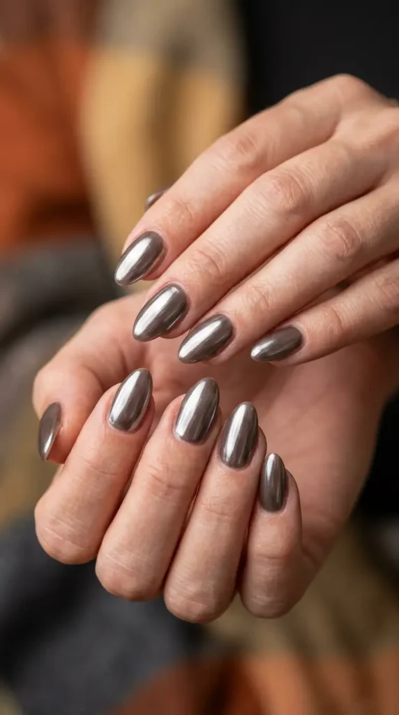Smoky Brown Chrome Nails