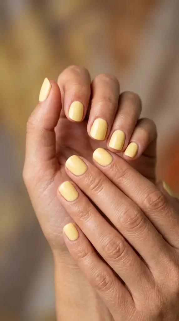 Soft Butter Yellow Short Nails