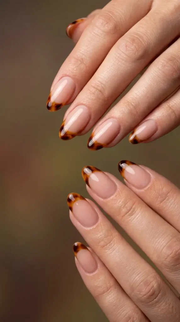 Tortoiseshell French Tip Nails