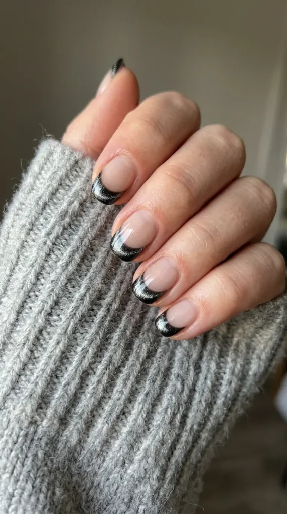 Black Cat Eye French Tips