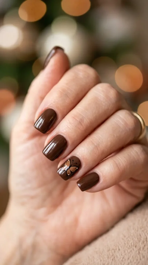 Brown Butterfly Nail Art Designs