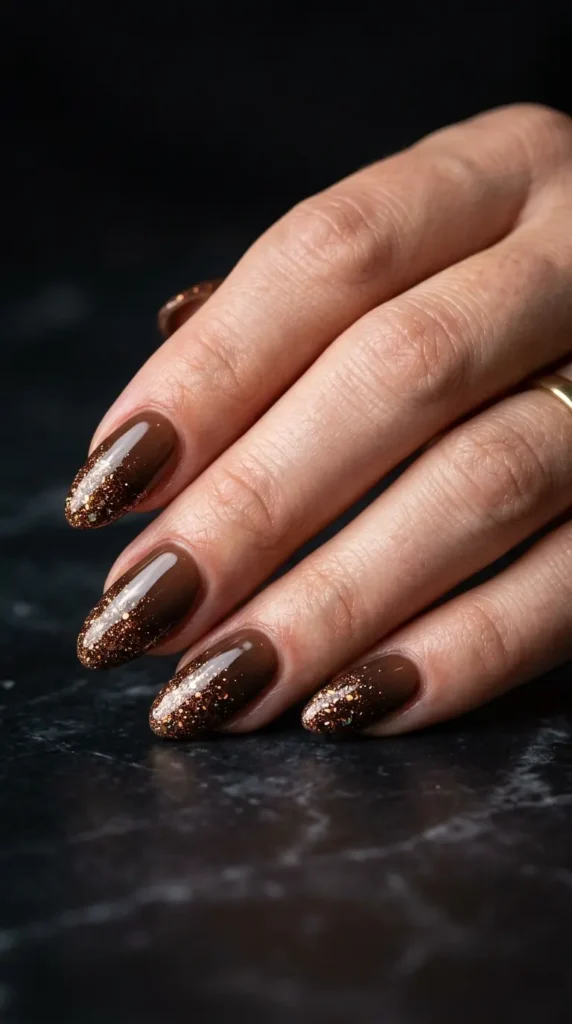 Brown Ombre Glitter Nail Designs