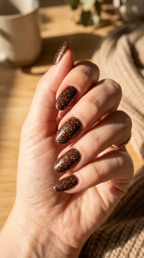 Brown Sugar Glitter Nail Designs
