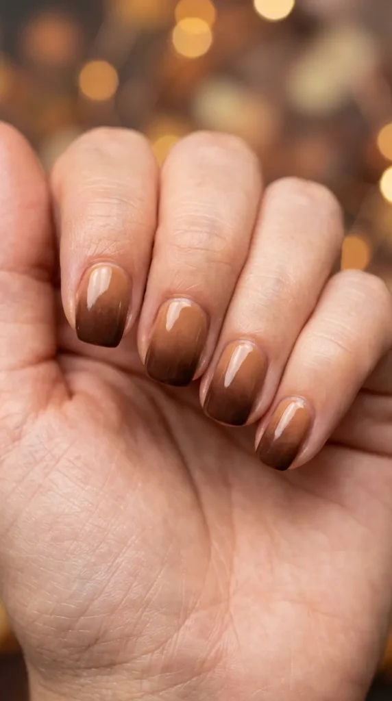 Caramel And Cocoa Gradient Nails