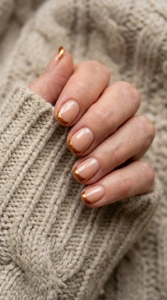 Caramel French Tips With Chrome