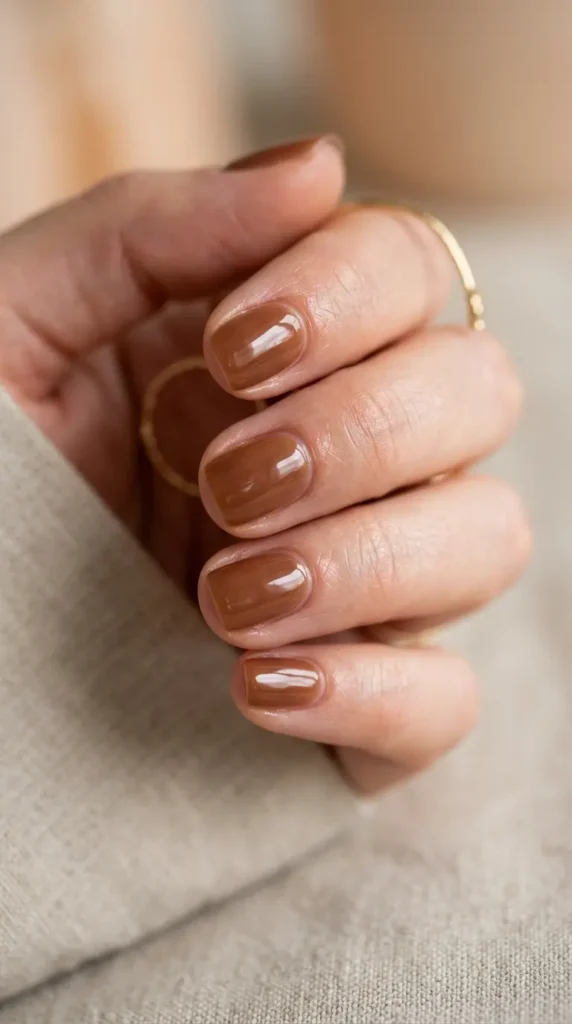 Caramel Glazed Short Nail Designs