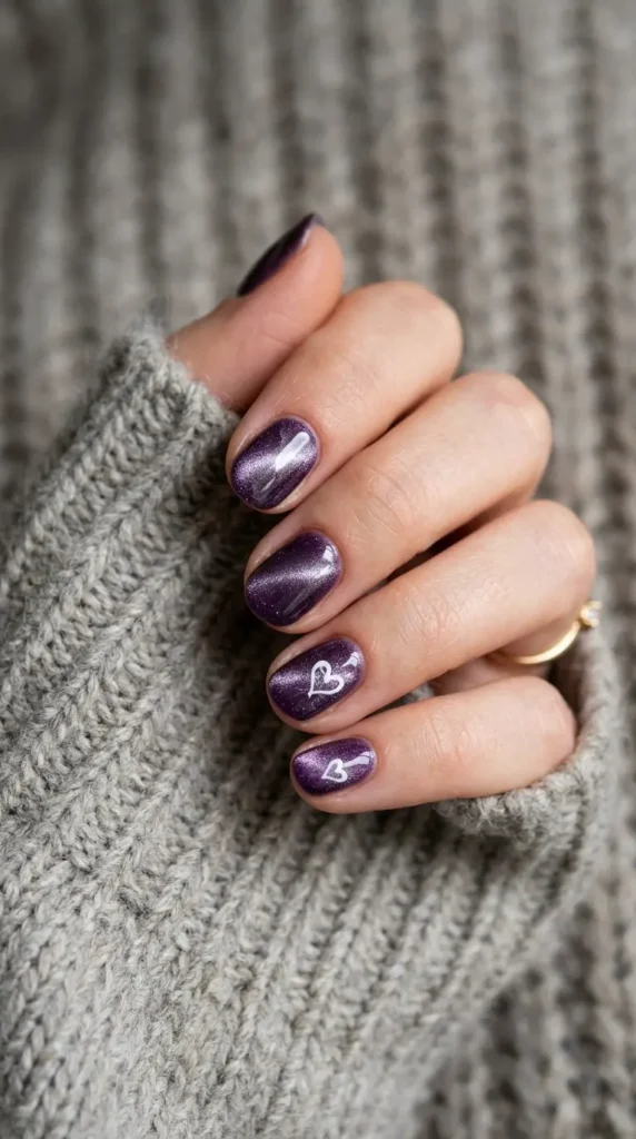 Cat Eye Nails With Hearts