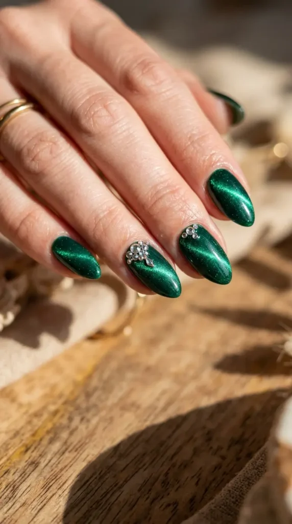 Cat Eye Nails With Rhinestones