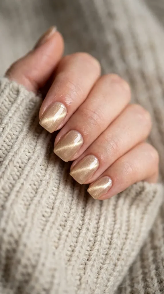 Champagne Gold Cat Eye Nails