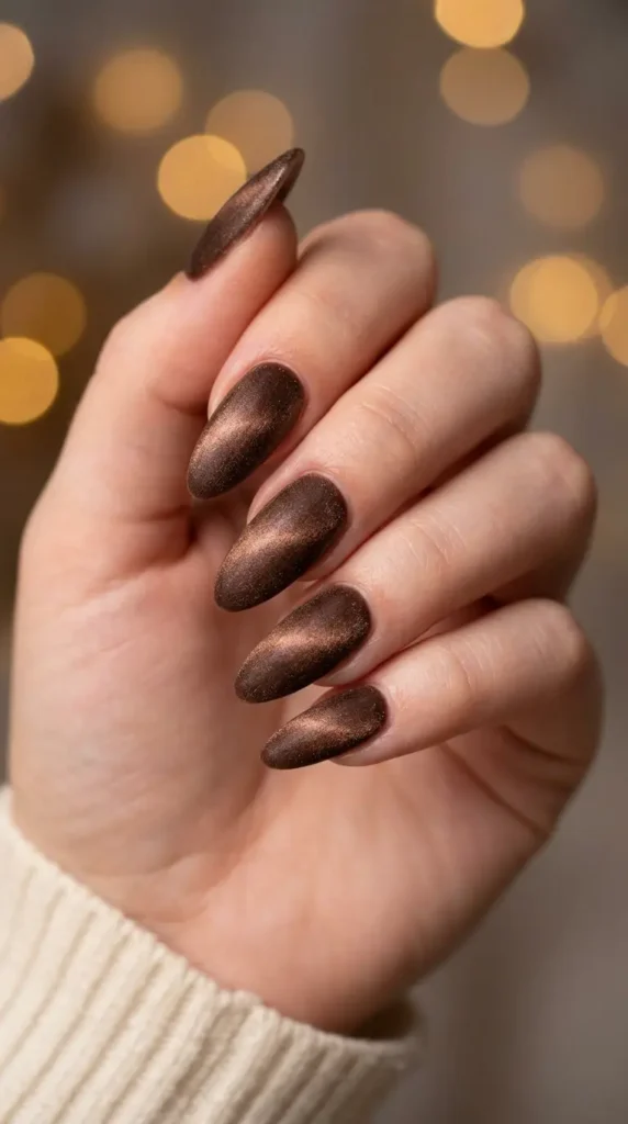 Chocolate Brown Magnetic Velvet Nails