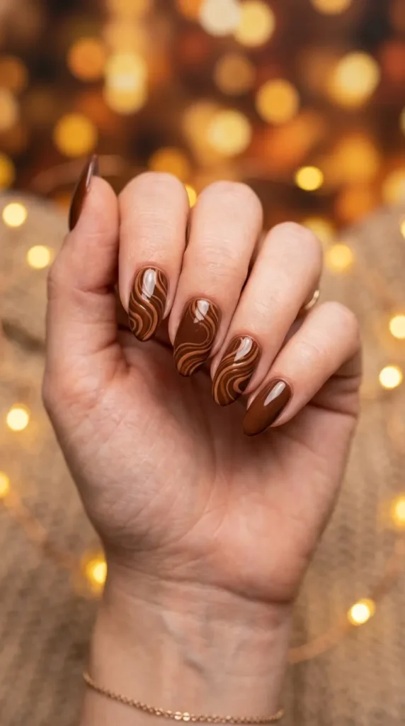 Cinnamon Swirl Brown Nail Designs
