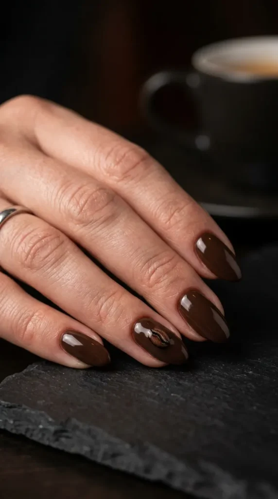 Coffee Bean Inspired Nail Art