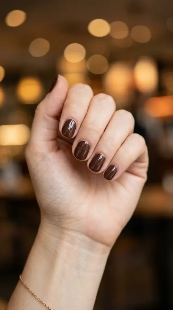 Dark Cocoa Short Round Nails