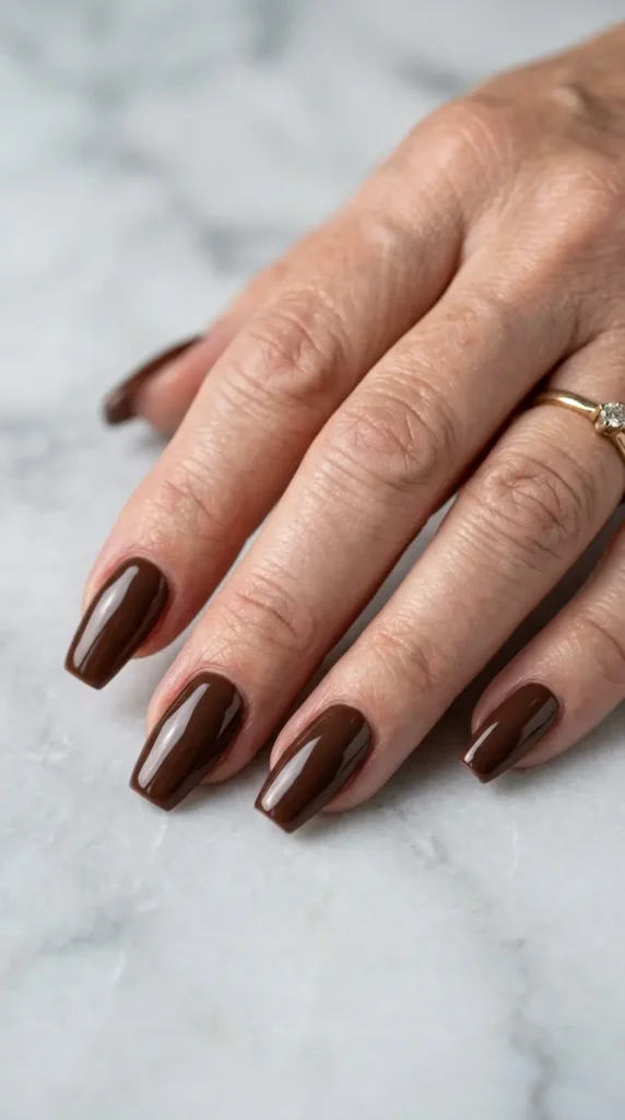 Deep Cocoa Coffin Nail Designs