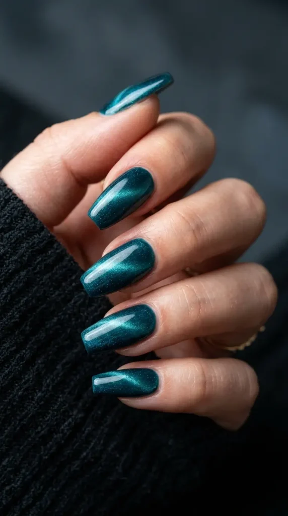 Deep Teal Velvet Cat Eyes