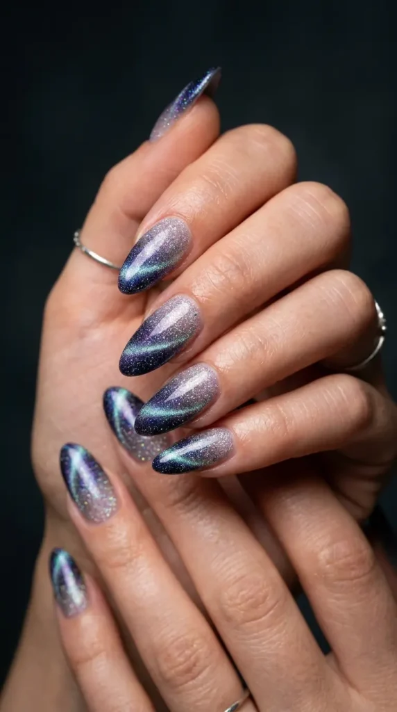 Glitter Ombre Magnetic Cat Eye Nails