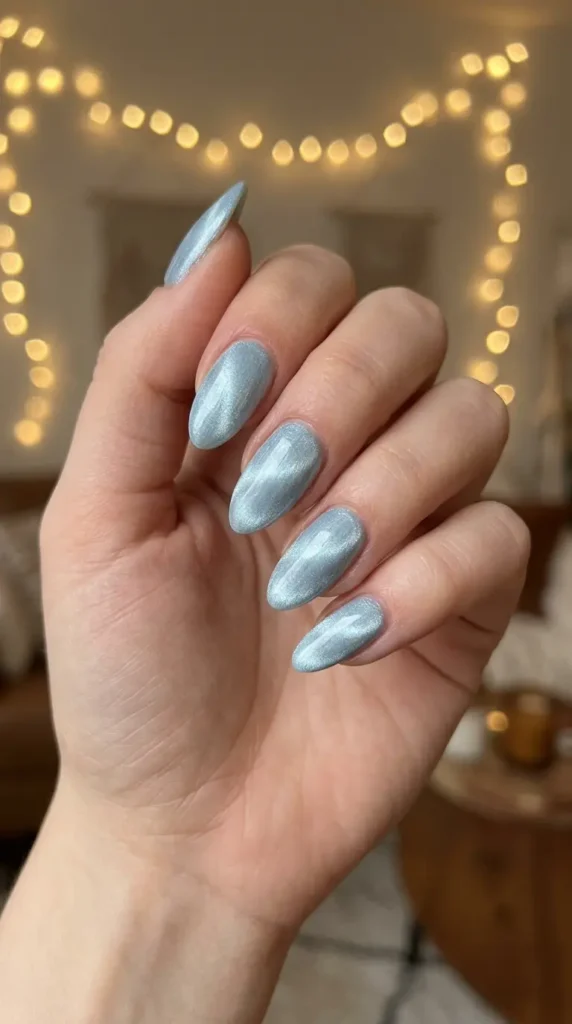 Icy Blue Magnetic Velvet Nails