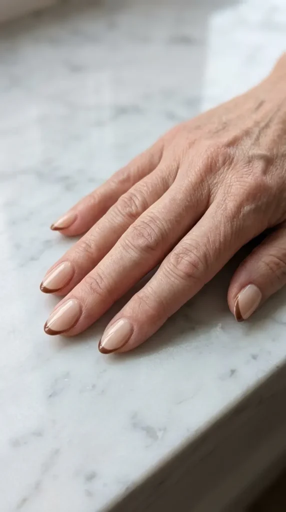Milk Chocolate French Tip Nails