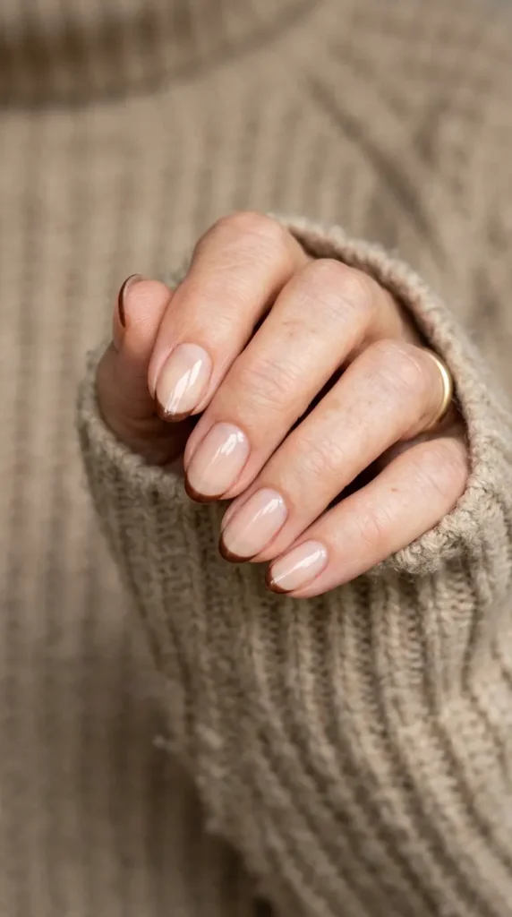 Minimalist Thin Brown French Tips