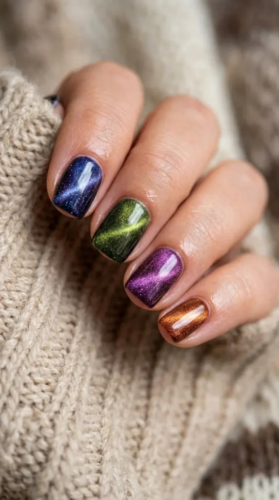 Multicolor Magnetic Cat Eye Nails