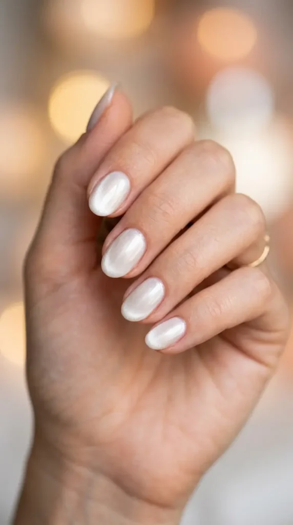Pearl White Magnetic Nail Design