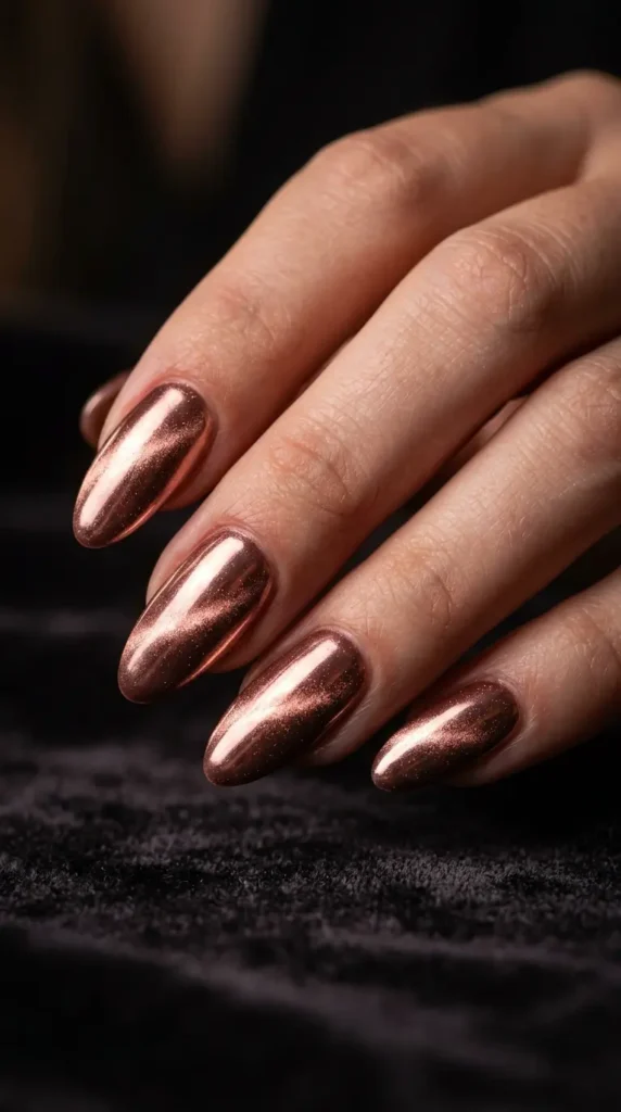 Rose Gold Magnetic Chrome Nails