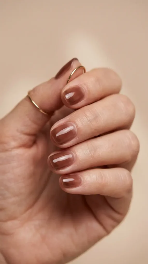 Sheer Cocoa Jelly Nail Designs