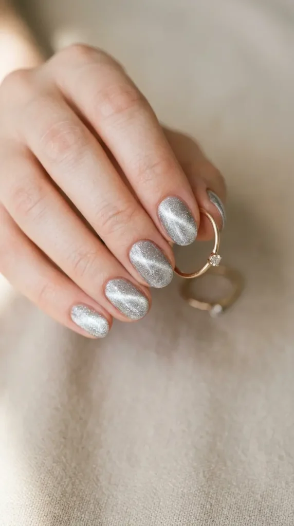 Silver Stardust Cat Eye Nails
