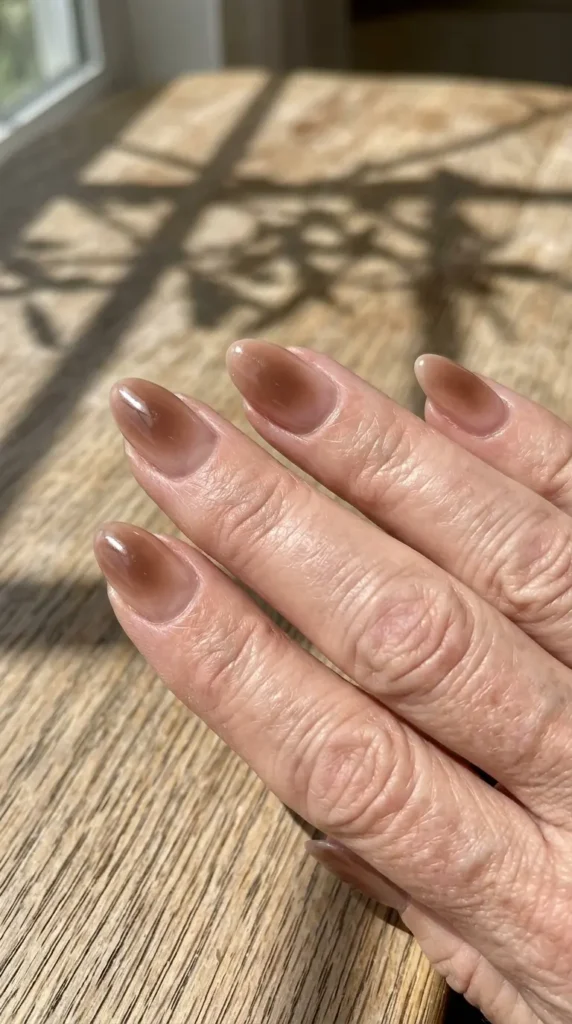 Soft Brown Aura Nail Designs