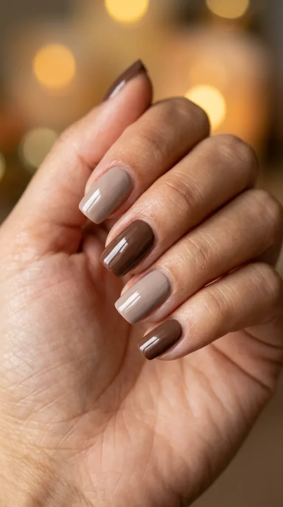 Soft Taupe And Brown Nails