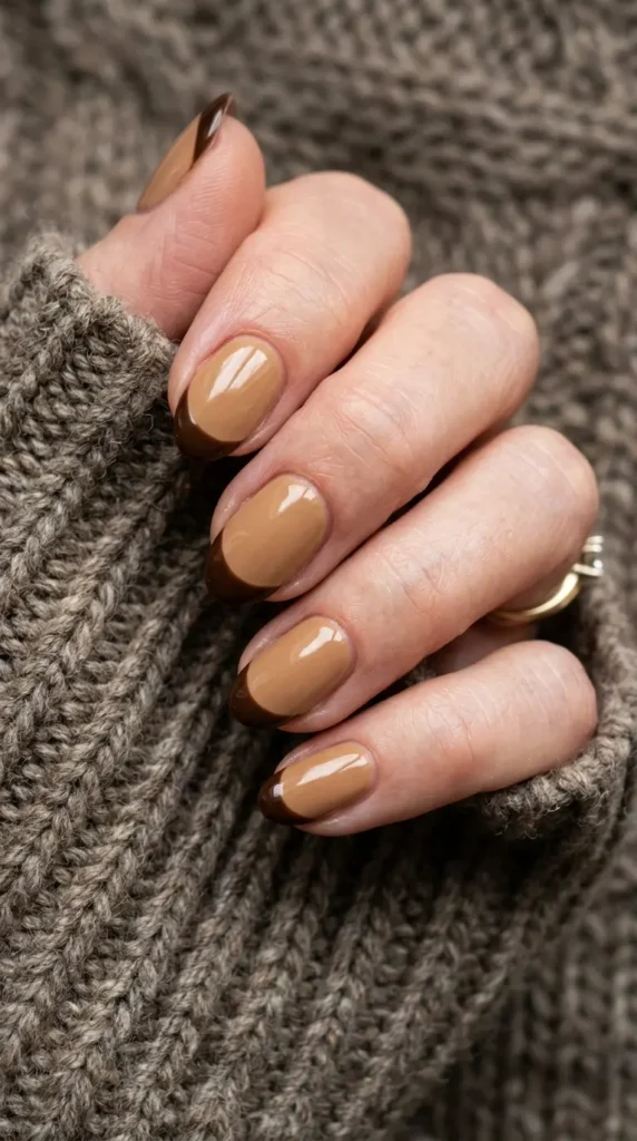 Two Tone Brown French Manicure