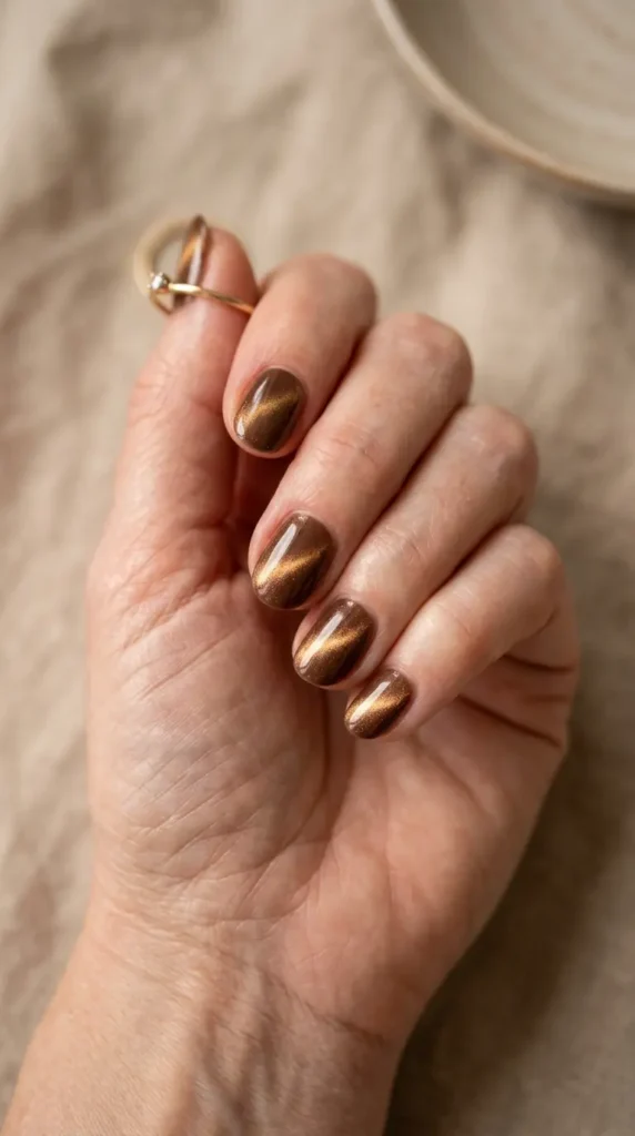 Warm Latte Cat Eye Nail Designs